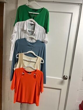 Lot of women’s tops. DKNY, Tahari etc. L/XL